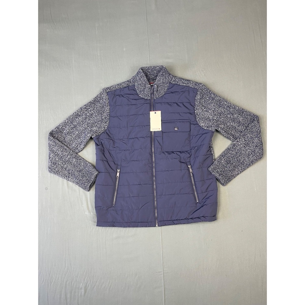 Untuckit Harlow Sweater Jacket Mens L Blue Full Zip Alpaca Wool Zip Pockets‎